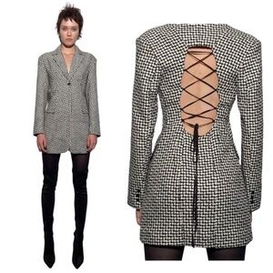 Zara - Tweed Houndstooth Cutout Dress - XS (NWT)